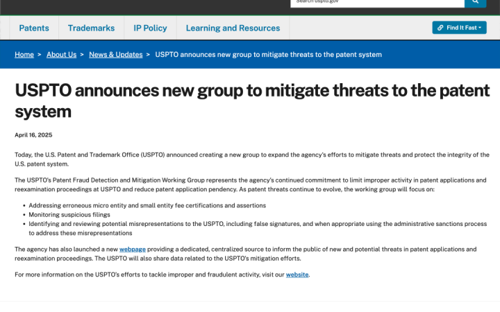 【重要提醒】USPTO成立專利欺詐檢測工作組：中國企業(yè)申請美國專利須警惕新風險